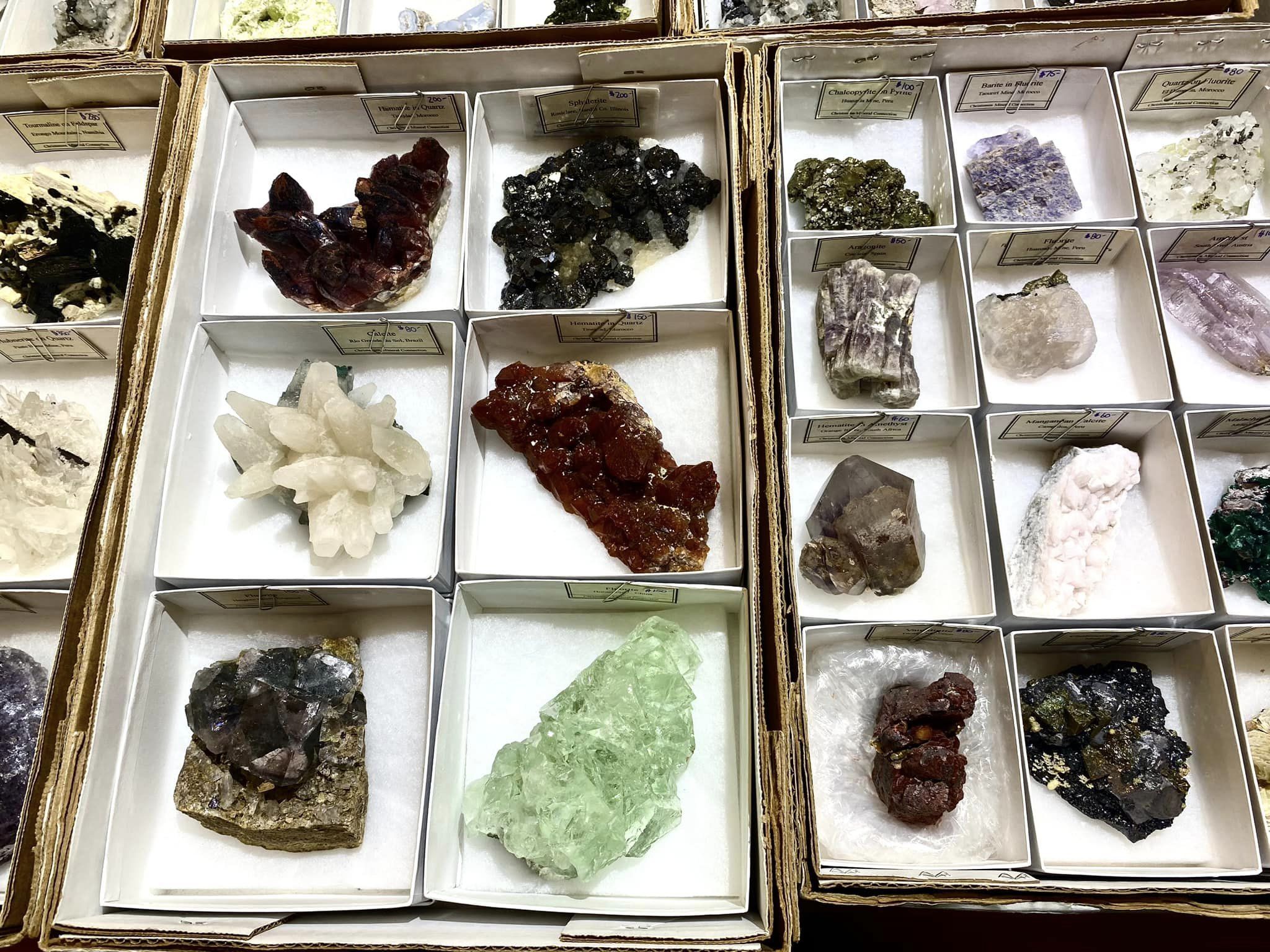 Vendor selling mineral specimens.