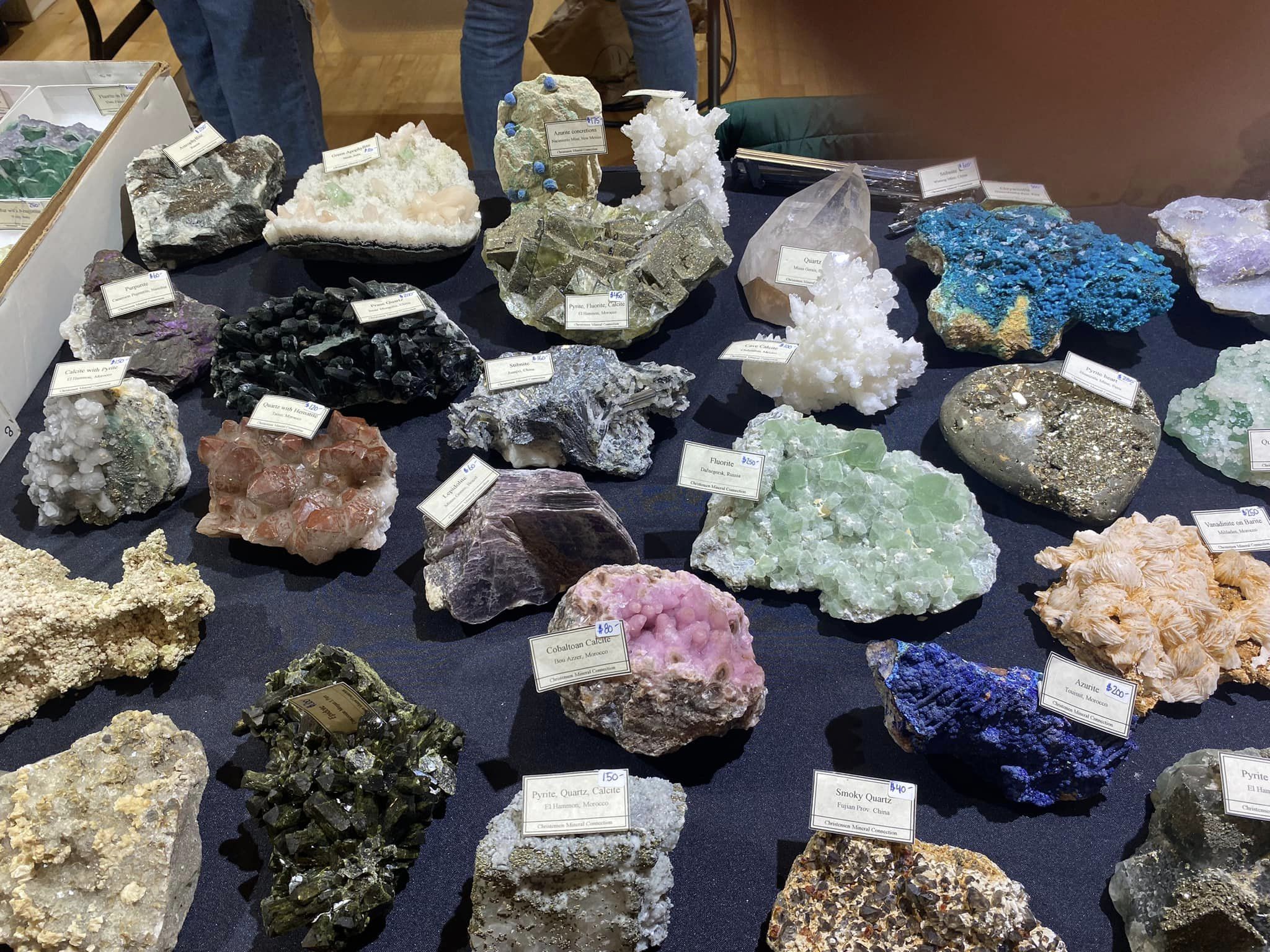 Vendor selling mineral specimens.