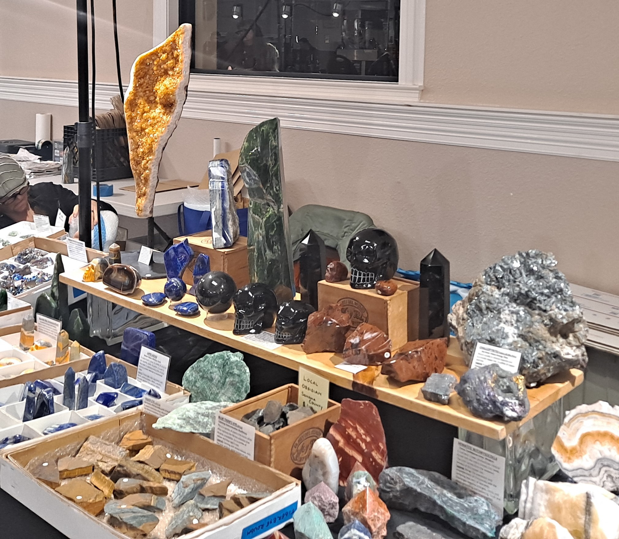 Vendor selling rock and mineral specimens.