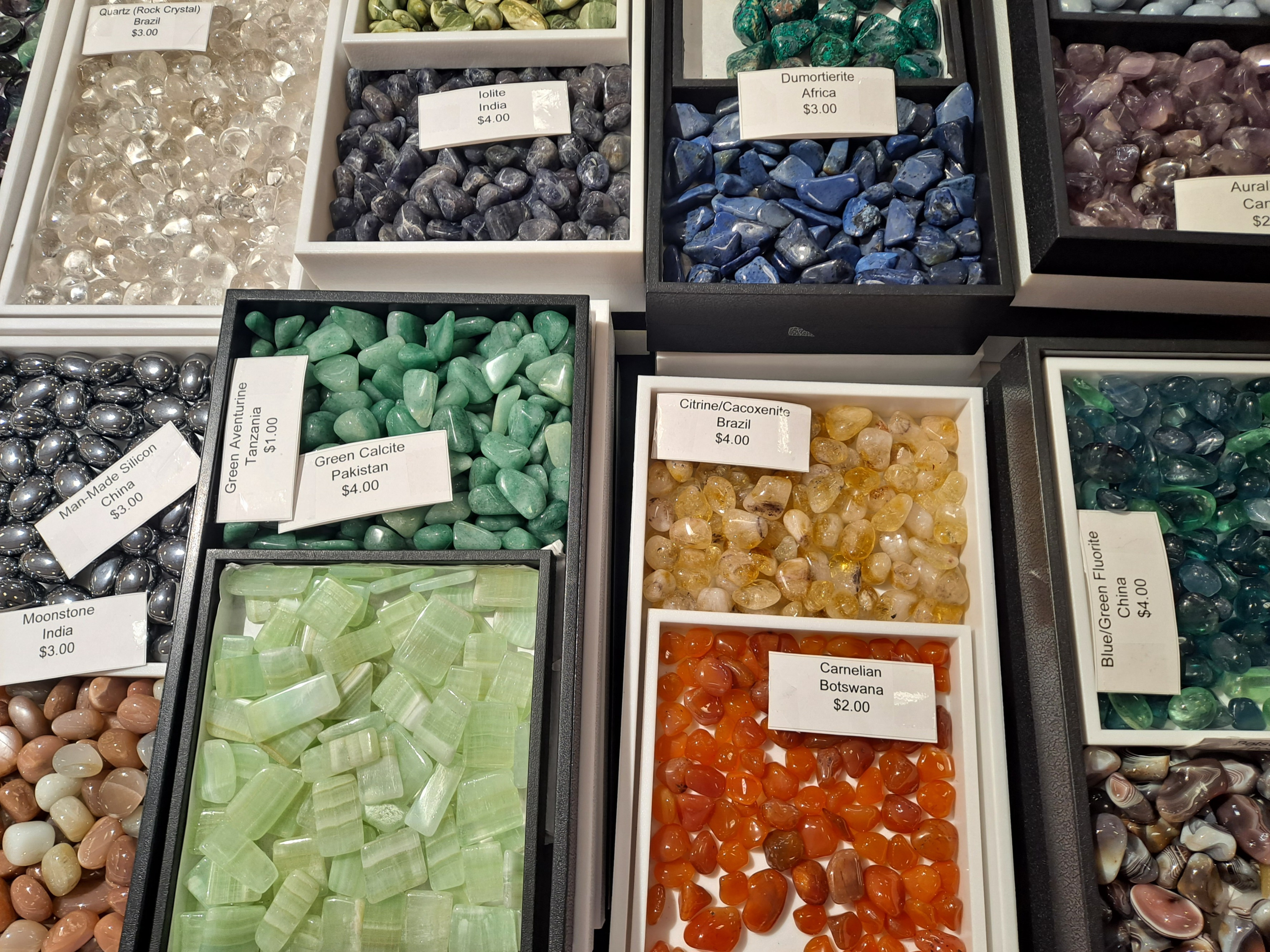 Vendor selling tumbled stones